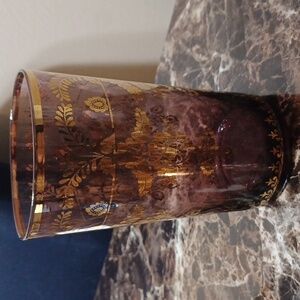 Pottery Barn Golden Brown Amethyst Moroccan-Style Drinking Glass